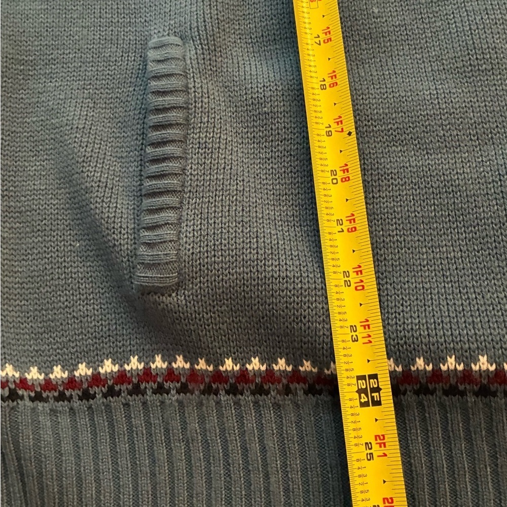 Vintage John Blair Nordic Fair Isle Zip Sweater Jacket Blue Red Geometric XLG - Picture 6 of 12